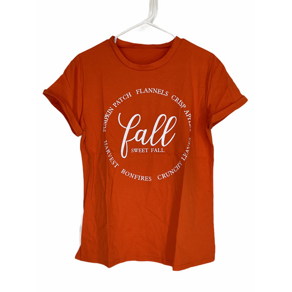 Orange Fall Short Sleeve Graphic T-Shirt Medium - Picture 1 of 6